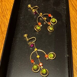 Elegant Gold and Green Dangle Earrings